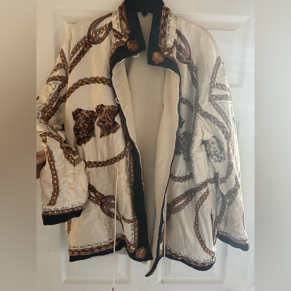 Vintage Dog Print Jacket with Chain Design